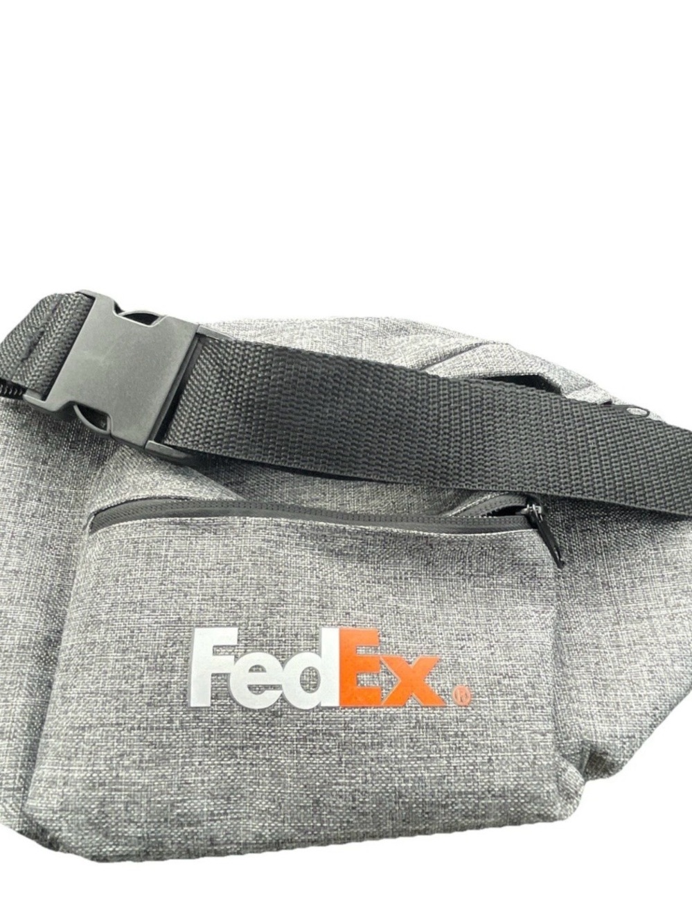 FedEx Gray Belt Bag with Black Strap and Orange Logo Accent